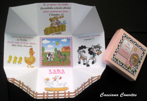 Convite Fazendinha Rosa